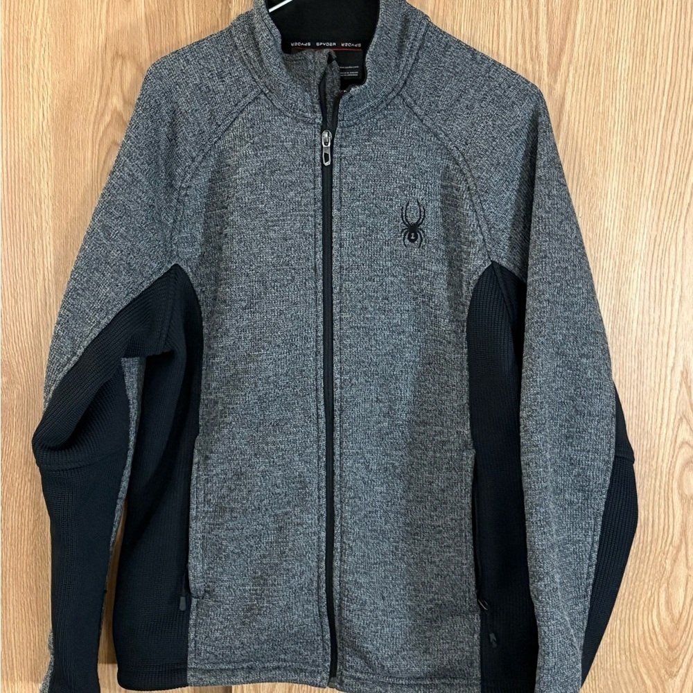 Spyder Men's Knit Fleece Lined Charcoal and Black Performance Jacket